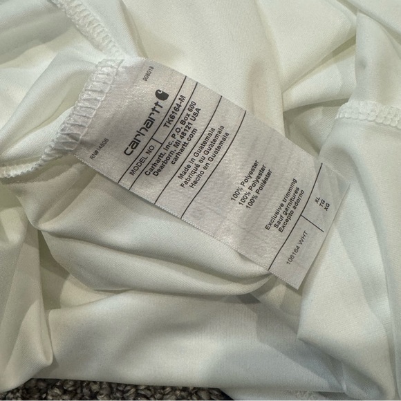 NWT Carhartt Men's Force Sun Defender White Long Sleeve Tee with Blue Logo - Picture 5 of 5